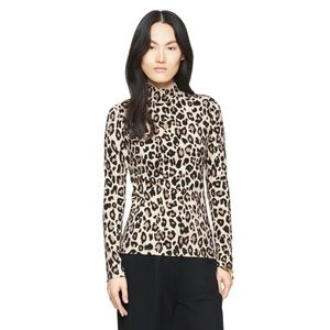 kate spade | cheetah print mock neck ponte top